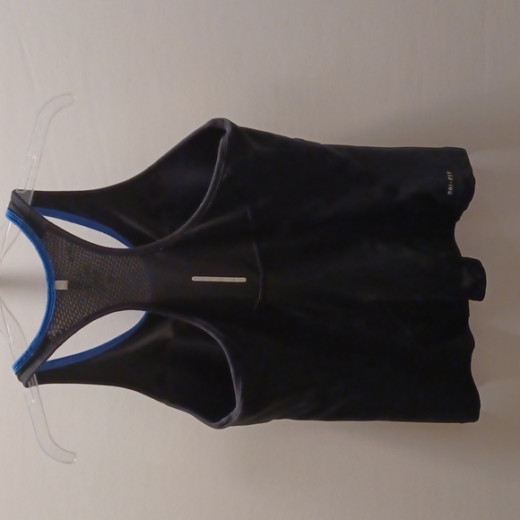 Nike dri-fit racer back black and blue top size XL reflection strips mesh - Picture 3 of 14